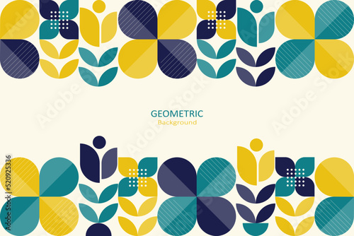 Abstract geometric background, template flat design of mosaic pattern with the simple shape of circles, dots, and lines. Landing page design, Vector Illustration.
