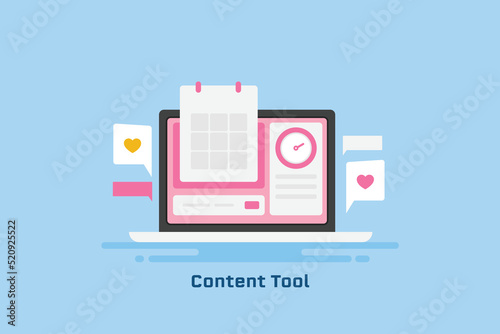 Content marketing and social media management software, calendar tool, organising and publishing post online.
