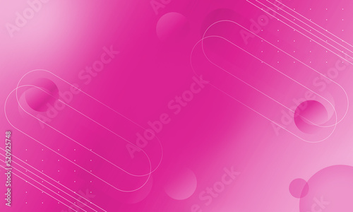 Pink abstract background with lines and geometric figures. Futuristic gradient background.