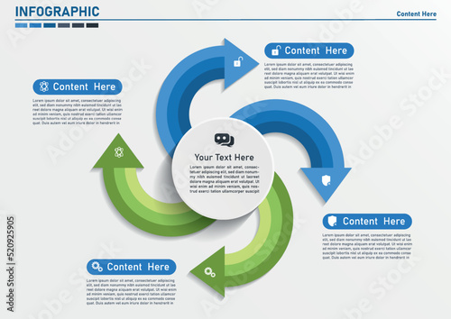 Arrows in four directions.4 arrows.Template for your business presentation with arrows and text areas