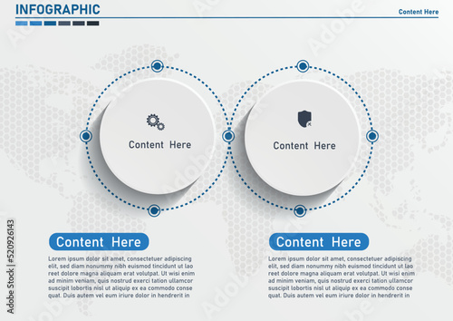 Circle Infographic template design.Timeline concept with 2 steps. Can be used for workflow layout, diagram, banner, webdesign