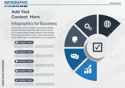Infographic 5 positions for text area.Vector infographic circular diagram, template for business, presentations, web design, 5 options.
