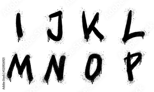 Graffiti spray font alphabet black on white. Sprayed ABC letter drops. isolated on a white background. vector illustration