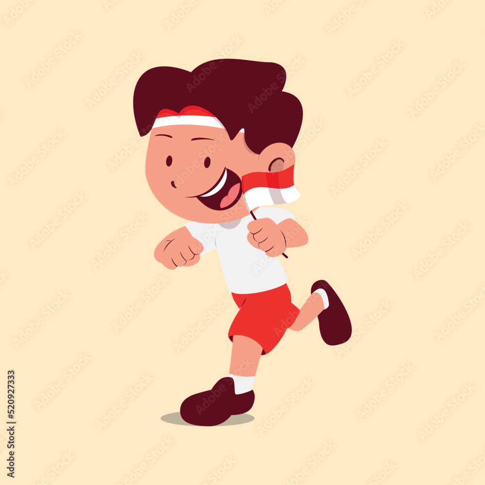 A cute boy doing flags run contest on Indonesia independence day event
A cute boy doing flags run contest on Indonesia independence day event
