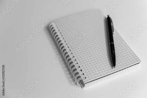 Notepad and pen close-up on the table surface. © Евгения Смульская