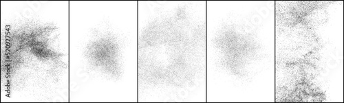 Set of abstract black texture. Dark grainy texture on white background. Dust overlay textured. Grain noise particles. Grunge design elements. Vector illustration, EPS 10.