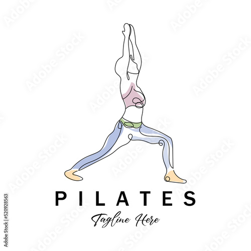 Pilates sitting pose logo icon symbol a calming yoga exercise that moves the whole body