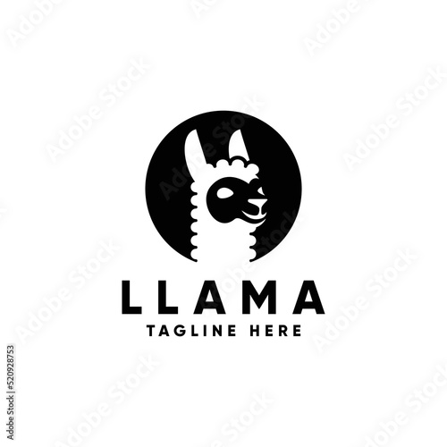 Llama head on circle logo design