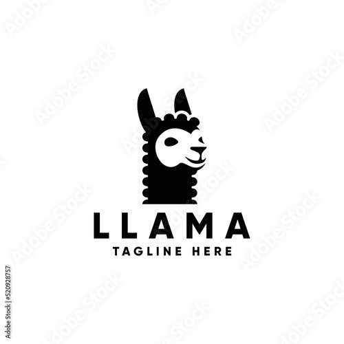 Llama head  black and white logo design