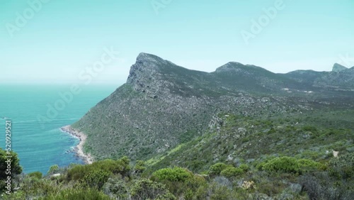 Revealed Sheer Cliffs At Cape Point, Cape Town, South Africa. Pan Left Shot