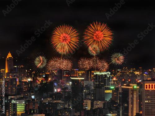 Dadaocheng fireworks show in Double Seventh Festival(Chinese Valentine's Day) in Taipei,Taiwan