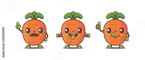 carrot cartoon mascot. vegetable vector illustration
