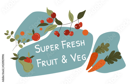 Super fresh fruit and vegetables, carrot berries