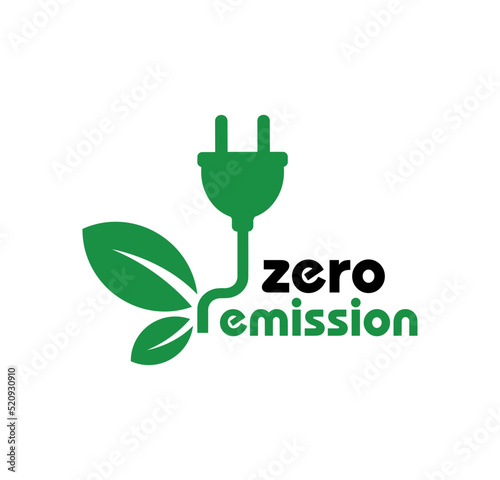 zero emission sign on white background	