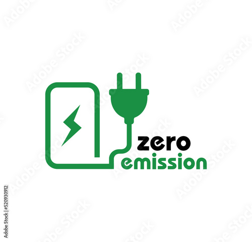 zero emission sign on white background	 photo
