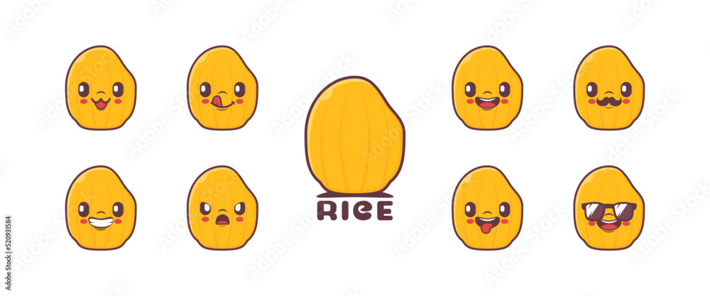 Fototapeta premium rice cartoon. plant seed vector illustration. icon, emoticons, cartoons