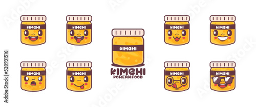 kimchi bottle cartoon. korean traditional food vector illustration. icon, emoticons, cartoons
