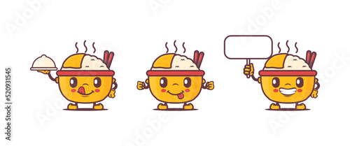 rice cartoon mascot. food vector illustration