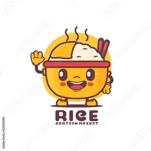 rice cartoon mascot. food vector illustration