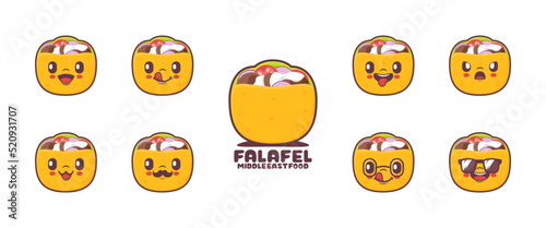 Falafel cartoon. middle eastern food vector illustration. icon, emoticons, cartoons