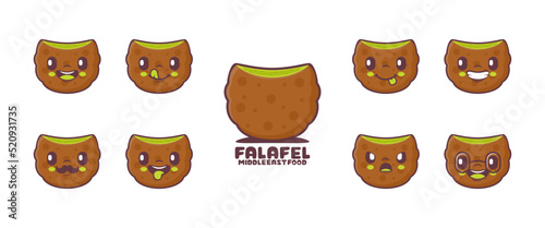 Falafel ball cartoon. middle eastern food vector illustration. icon, emoticons, cartoons