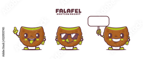 Falafel ball cartoon mascot. middle eastern food vector illustration