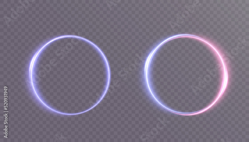 Fire-glowing circle frame Light swirl light festive neon bright line effect. eps vector
