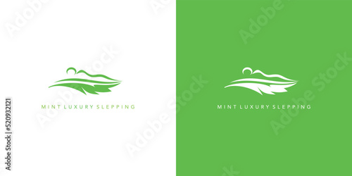 Modern and luxury mint leaf combination relaxation logo design 02
