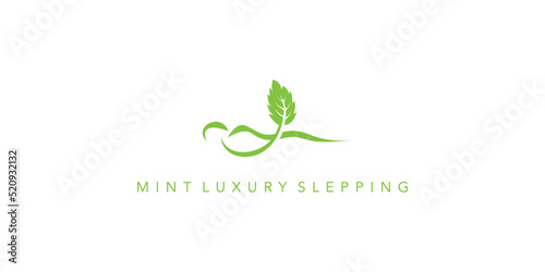 Modern and luxury mint leaf combination relaxation logo design