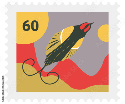 Postal marking for envelope, postmark with bird