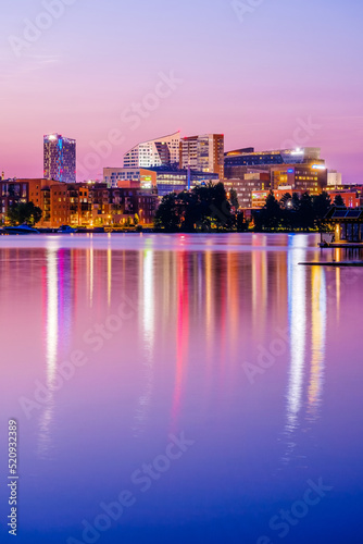 Tampere view from the lake with new nokia arena 