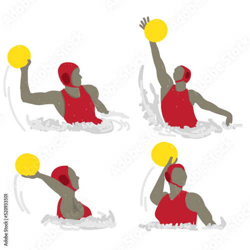 Water polo silhouette player isolated sports figure