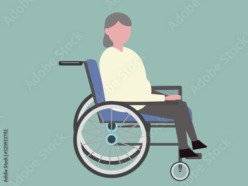 車椅子に乗るお年寄りおばあちゃん 老人 介護 ベクターイラスト