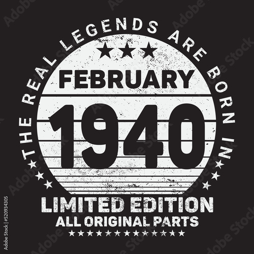 The Real Legends Are Born In February 1944  Birthday gifts for women or men  Vintage birthday shirts for wives or husbands  anniversary T-shirts for sisters or brother