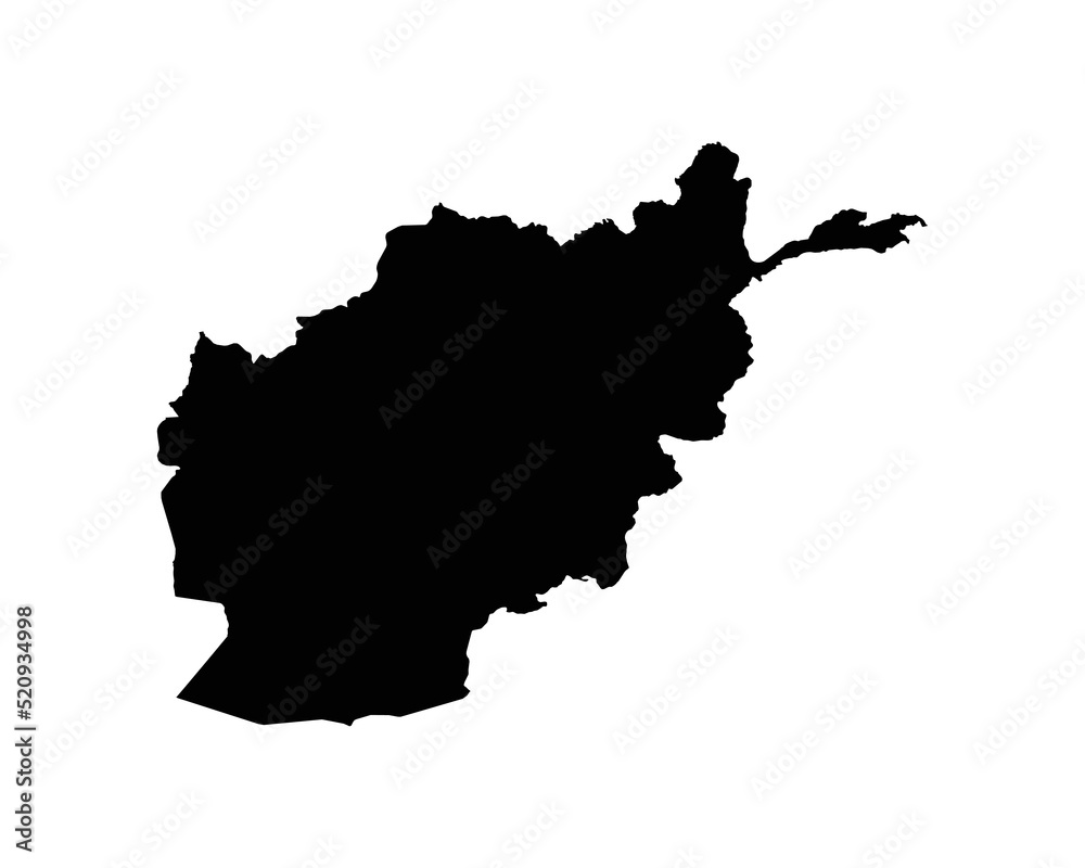 Afghanistan Map. Afghan Country Map. Black and White National Outline Boundary Border Shape Geography Territory EPS Vector Illustration Clipart 