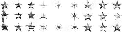 Glitch distorted geometric shape . Minimal art design . Noise destroyed star logo . Trendy defect error shapes . Glitched star .Broken effect . Distress element . Grunge texture .vector