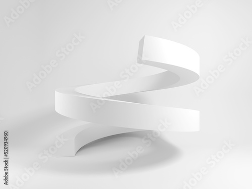Fototapeta Naklejka Na Ścianę i Meble -  Abstract white geometric shape, square section spiral, 3d