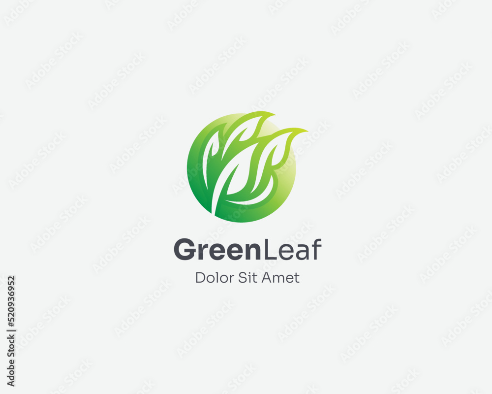 Fototapeta premium Global green leaf logo gradient
