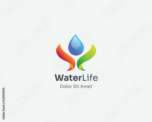 Creative colorful water drop life people logo gradient