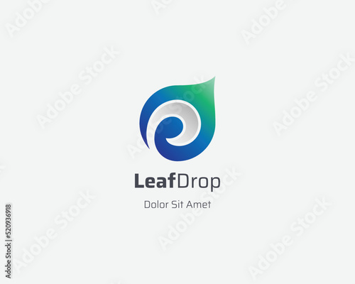 Creative colorful water drop with leaf logo gradient