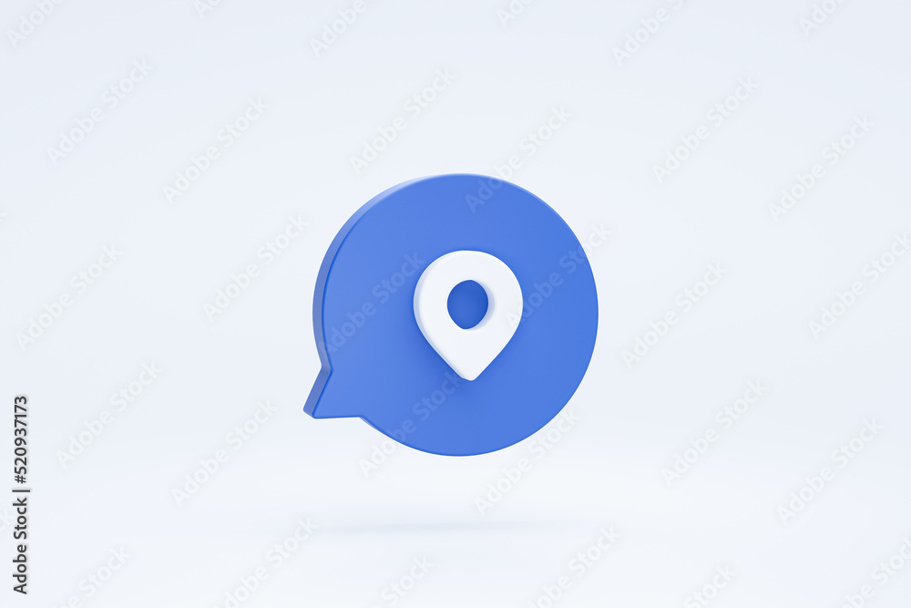 Location pin pointer marker map icon symbol or on bubble speech chat 3d rendering Location pin pointer marker map icon symbol or on bubble speech chat 3d rendering