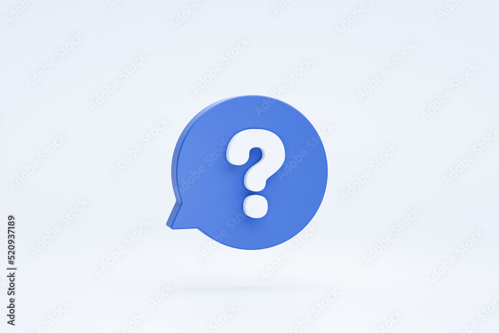 Question mark on bubble speech sign or symbol icon 3d rendering Question mark on bubble speech sign or symbol icon 3d rendering