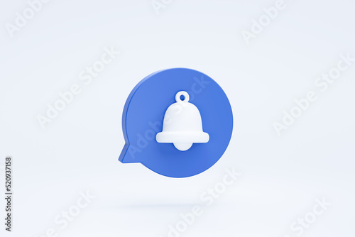 Bell reminder notification alarm icon on bubble speech chat 3d rendering
