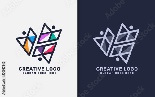 Abstract Creative People Logo Design with Fun Colorful Concept. Usable for Business Brand, Group, Community, Foundation and Company.