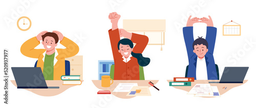 Office workers taking break