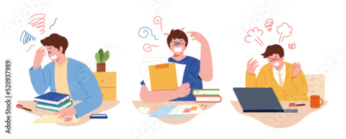 Office worker with headache at work