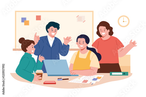 Business team working on laptop
