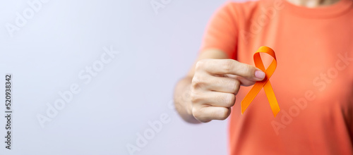Fotografía Orange Ribbon for Leukemia, Kidney cancer day, world Multiple Sclerosis, CRPS, Self Injury Awareness month