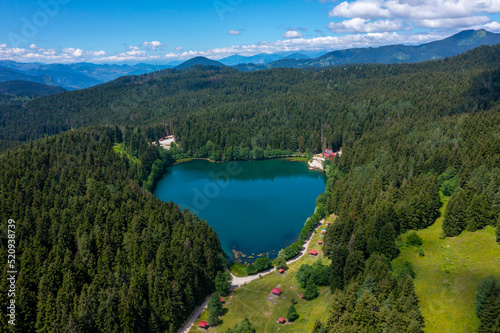 Fototapeta Naklejka Na Ścianę i Meble -  Savsat Karagol lake is a large trout lake in the forest in Artvin