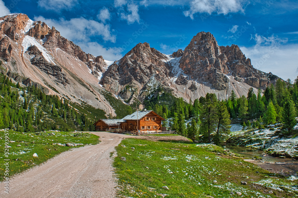 Hut in the Fanes Valley, Alta Via 1, Dolomites, Italy